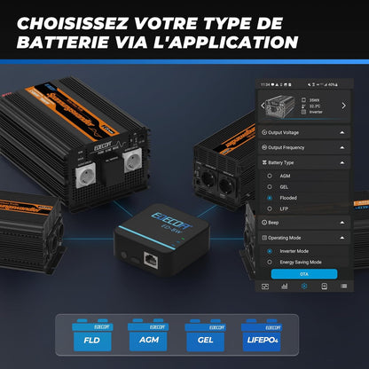 EDECOA 12 V 230 V omvormer, 3500 W/7000 W, 12 V naar 230 V, zuivere sinusgolf, omvormer met wifi-module, ondersteuning voor app-functies met 1 USB-poort en 1 PD-aansluiting