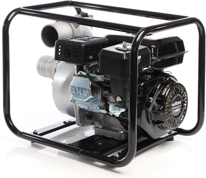 Wiltec benzine vuilwaterpomp 4 kW 48.000 l/h met 4-takt motor, afvoerpom met 28 m opvoerhoogte, waterpomp tuinpomp met 80 mm (3") aansluiting