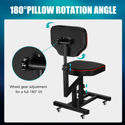 Poarmeey Premium multifunctionele stoel met armleuning voor tattoo-artiesten, verstelbare tattoo-armsteun, standaard, tattoo-stoel met wielen