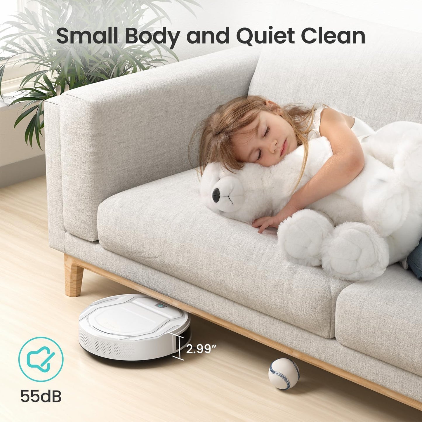 Robotstofzuiger – Robotstofzuiger met afstandsbediening – WiFi Stofzuiger – Slimme Stofzuiger – Automatische Stofzuiger – Krachtige Zuigkracht 2200 Pa – Compact 7,85 cm Hoog – Wit
