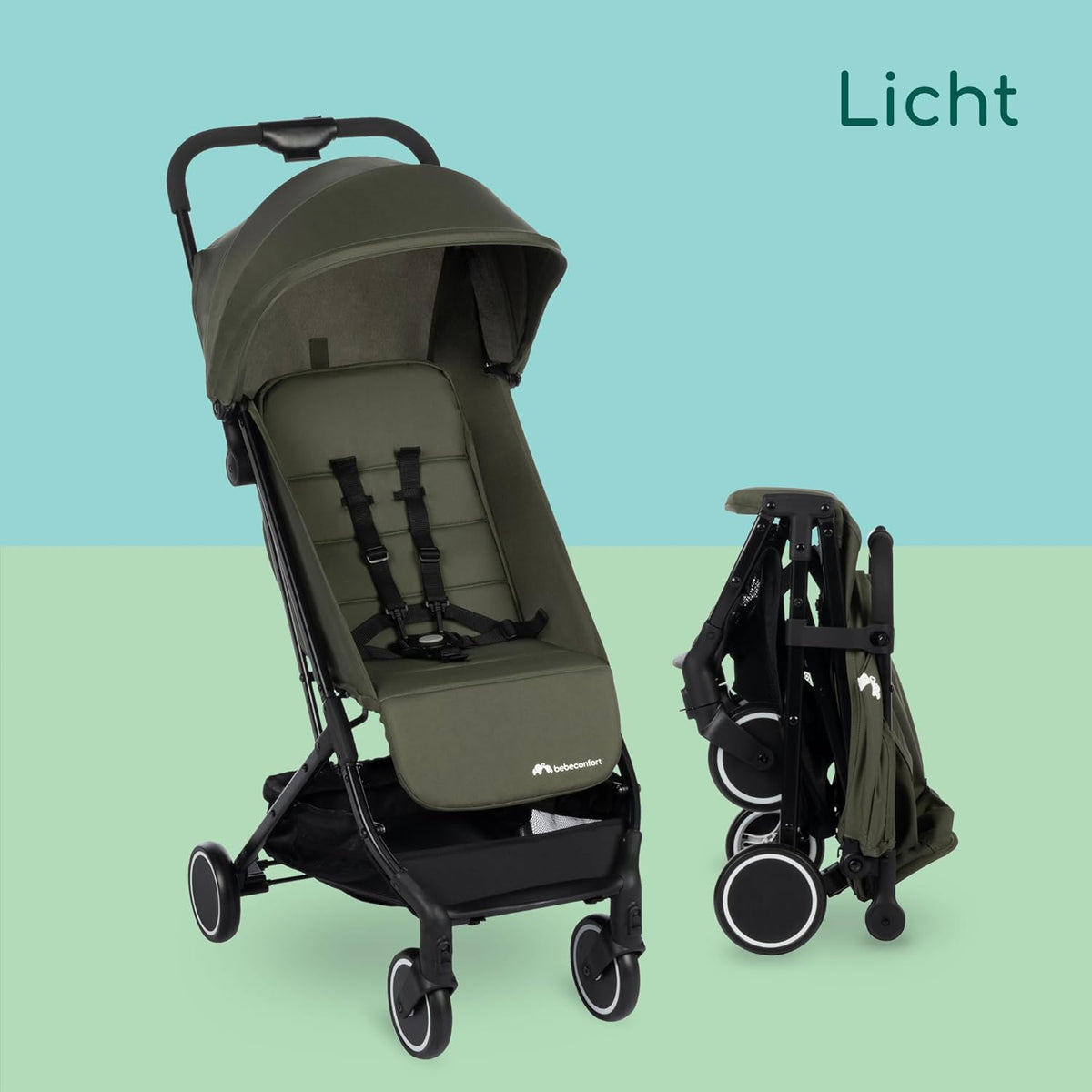 Bebeconfort Soko Ultracompacte Kinderwagen, 0 maanden tot 3,5 jaar, 0-15 kg, Mineral Green