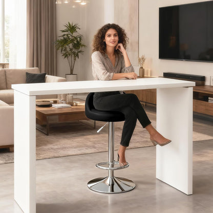 Set of 4 Bar Stools, Swivel and Height Adjustable Bar Stools with Low Backrest - QUORE
