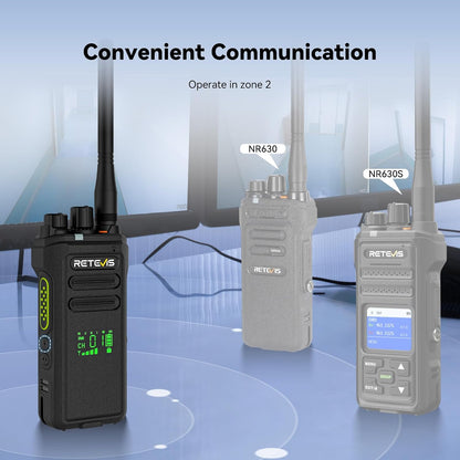 Retevis NR30D DMR Walkie Talkie Digitaal, Langeafstands-Portofoon Compatibel met AES256, AI-ruisonderdrukking, IP67, Hoog vermogen, 2800 mAh (Zwart, 2 stuks)