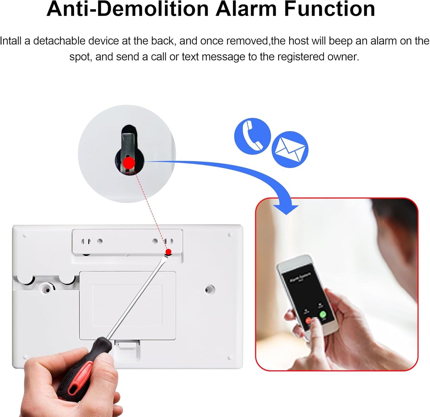 Draadloos thuisalarmsysteem, 6 stuks GSM SMS 2G WiFi compleet anti-diefstalalarmsysteem, sirene alarm met PIR, deurraamsensor, camera, afstandsbediening voor woning, gar