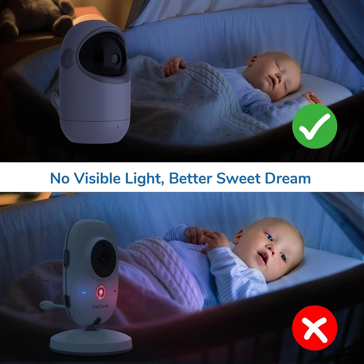 TakTark Babyfooncamera, 4,3 inch videobabyfoons, camera met 300 graden pan-tilt zoom, babycamera, temperatuurbewaking, VOX, nachtzicht, tweerichtingscommunicatie