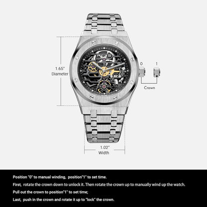 FEICE Automatische Mechanische Horloge Mannen Mechanische Skelet Horloges Sapphire Spiegel 42MM (1.65") FM019HOT