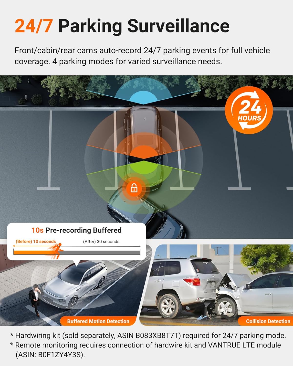 VANTRUE Starvis 2 N4 Pro S 4K dashcam voor de auto, 3-kanaals 4K + 1080P + 1440P met GPS, parkeerbewaking 24 uur, spraakbediening, IR-nachtzicht, LTE