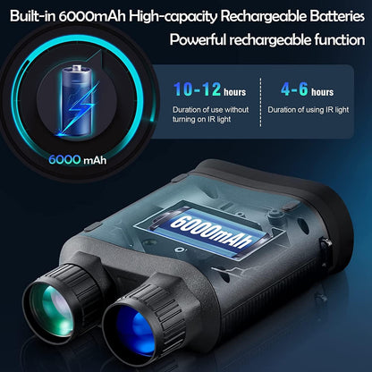 Digitale verrekijker met nachtzicht, 3 inch tft lcd-nachtzichtapparaat, jachthulpapparaat, 4K HD, 1080p vizier, 6000 mAh ricarabicabile, 5 x digitale zoom om op te sporen, voor