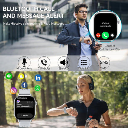 Smartwatch GPS voor dames en heren, 2,06 inch AMOLED 5 ATM smartwatch met oproepen, 110 + smartwatch-modus met stappenteller/slaap/hartslagmeter, sportfitnesstracker voor iOS en Android, grijs