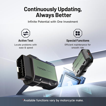 TopScan Motorfiets OBD2 Scanner Diagnostisch Hulpmiddel, Draadloze Motorfiets OBD2 Code Reader Past voor Harley, Ducati, BMW, Alle Systemen Motorbike Scan Tool met Hot Reset Functies, Data Stream