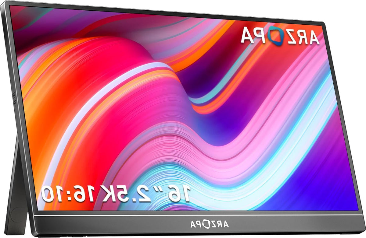 ARZOPA 2.5K Portable Monitor 16 Inch - 2560x1600 QHD, HDR 10-bit, 16:10 IPS - USB-C and HDMI Connection, Eye Protection - External Monitor for Laptop, Mac, PC, Phone, PS4/5, Xbox, Switch - Z1RC - QUORE