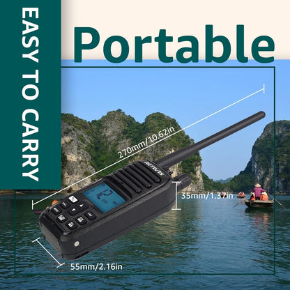 Retevis RM21 Handheld Marine Radio, IP67 Waterdichte Walkie Talkie, AI Intelligente Ruisonderdrukking, 88 Kanalen Ship to Shore Two Way Radio voor Kustwacht, Kajakken, Vissen(Zwart,1 Pack)