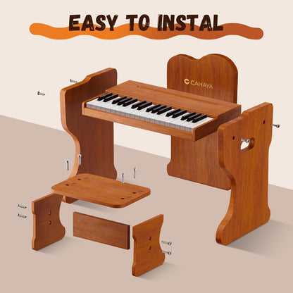 Houten Keyboard Voor Kinderen – Kinderpiano, Digitale Piano, Speelgoed Piano, Mini Keyboard – 37 Toetsen En 3 Octaven – 128 Geluiden, 128 Ritmes En 23 Demo Songs