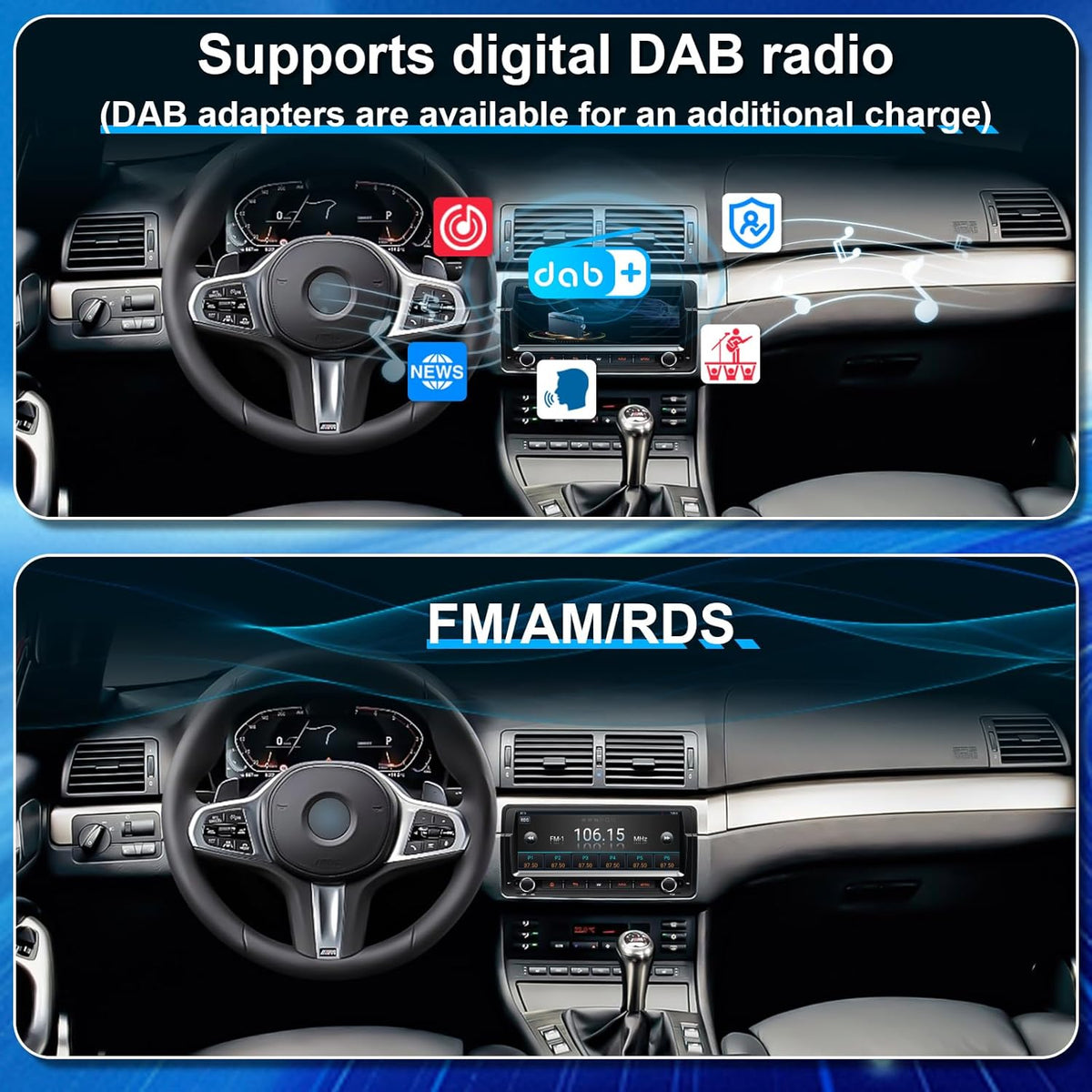 8,8'' Android 14 autoradio voor BMW E46 M3 / Rover 75 / MG ZT | 1-DIN in-dash radio met draadloos CarPlay & Android Auto | 4G LTE internet | 4GB RAM 64GB | GPS-navigatie | HD IPS touchscreen