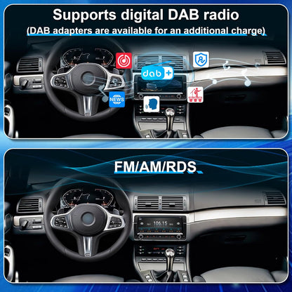 8,8'' Android 14 autoradio voor BMW E46 M3 / Rover 75 / MG ZT | 1-DIN in-dash radio met draadloos CarPlay & Android Auto | 4G LTE internet | 4GB RAM 64GB | GPS-navigatie | HD IPS touchscreen