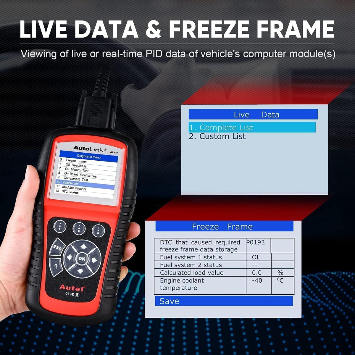OBD2 Scanner – Auto Diagnose Tool – Foutcode Uitlezer – Motorstoringslamp Uitschakelaar – ABS SRS Diagnose – ABS En Airbag Waarschuwingen Uitlezen – Foutcodes Wissen – Geschikt Voor Bijna Alle Voertuigen Na 1996