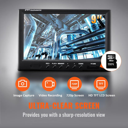 VEVOR Inspectiecamera, 9 inch, 50 m, buiscamera, 720p, kanaalcamera, 512 Hz, endoscoopcamera, 12 V, 4500 mAh lithiumbatterij, 6 uur, buisinspectiecamera, IP68, voor rioleringen, rioleringen,