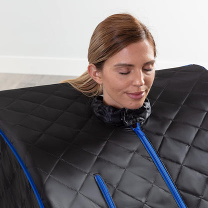 SereneLife Draagbare Sauna -Thuissauna- Stoomsauna Tent met 2L Stomer- Opvouwbare Stoel-Stoomapparaat- Compacte Persoonlijke Detox Sauna- Afstandsbediening - 101 x 86 cm-Zwart