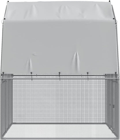 Gecheer Chicken Coop with Roof and Door, Galvanized Steel, Chicken Coop for Chicken House, Small Animals, Poultry Cage, Animal Transport Box