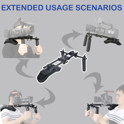 NICEYRIG Camera Schouder Rig met 15mm Schouderpad Ondersteuningssysteem voor DSLR Camera Cinema Camcorder, Mount Rig met Basisplaat, Aluminium 15mm Rod, Handvat Set - 435