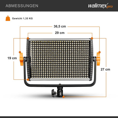 Dimbare LED-Paneellamp – Videolamp – Fotolamp – Studiolamp – Streamverlichting – Bi-Color Met Batterijsleuven – 36 W, 4200 Lumen – 3200-5600 K, CRI ≥97
