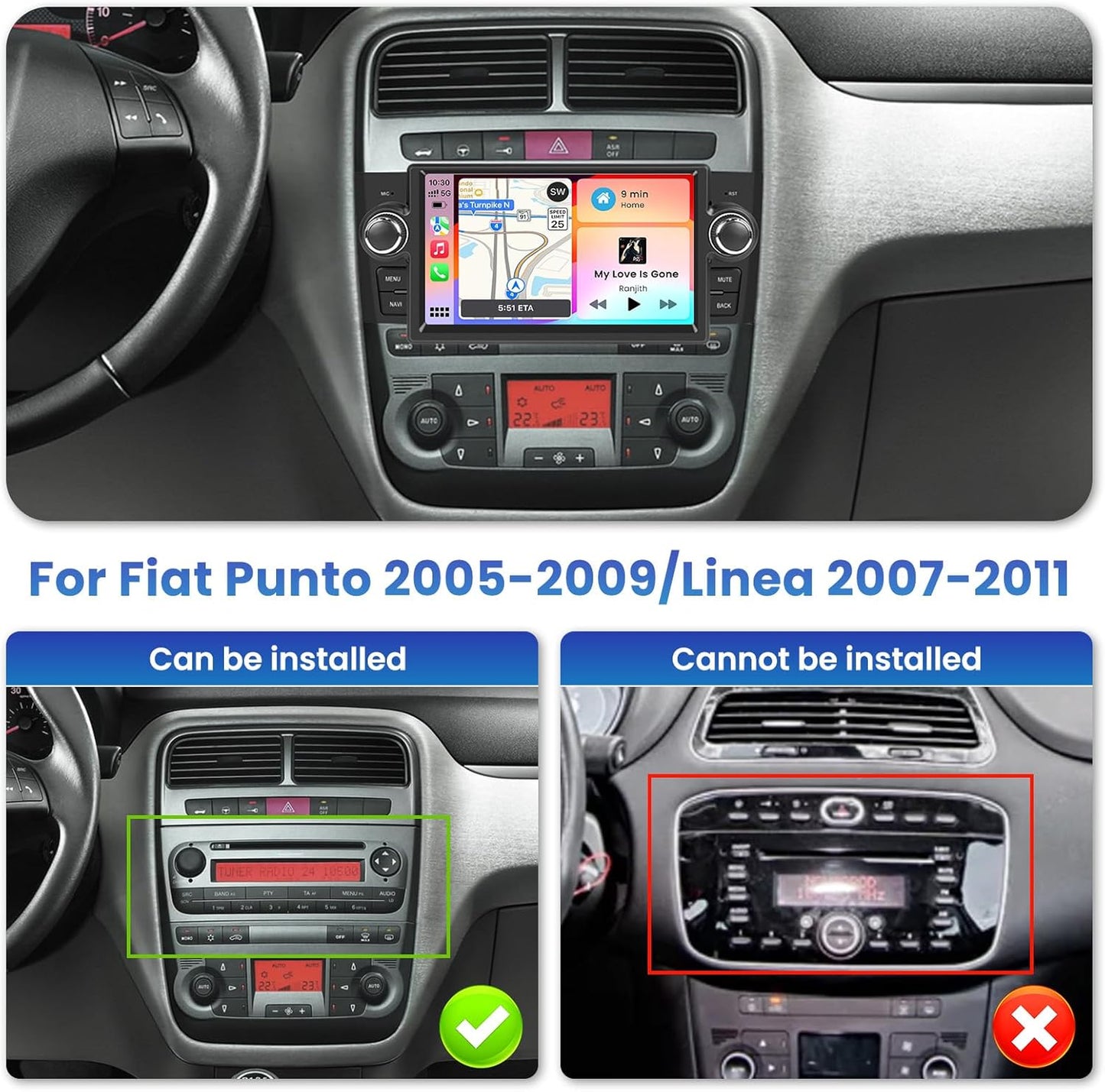 Autoradio – 2-DIN Autoradio – Android Autoradio – Touchscreen Autoradio – Multimediasysteem – 9 Inch HD-Touchscreen – Draadloos CarPlay & Android Auto