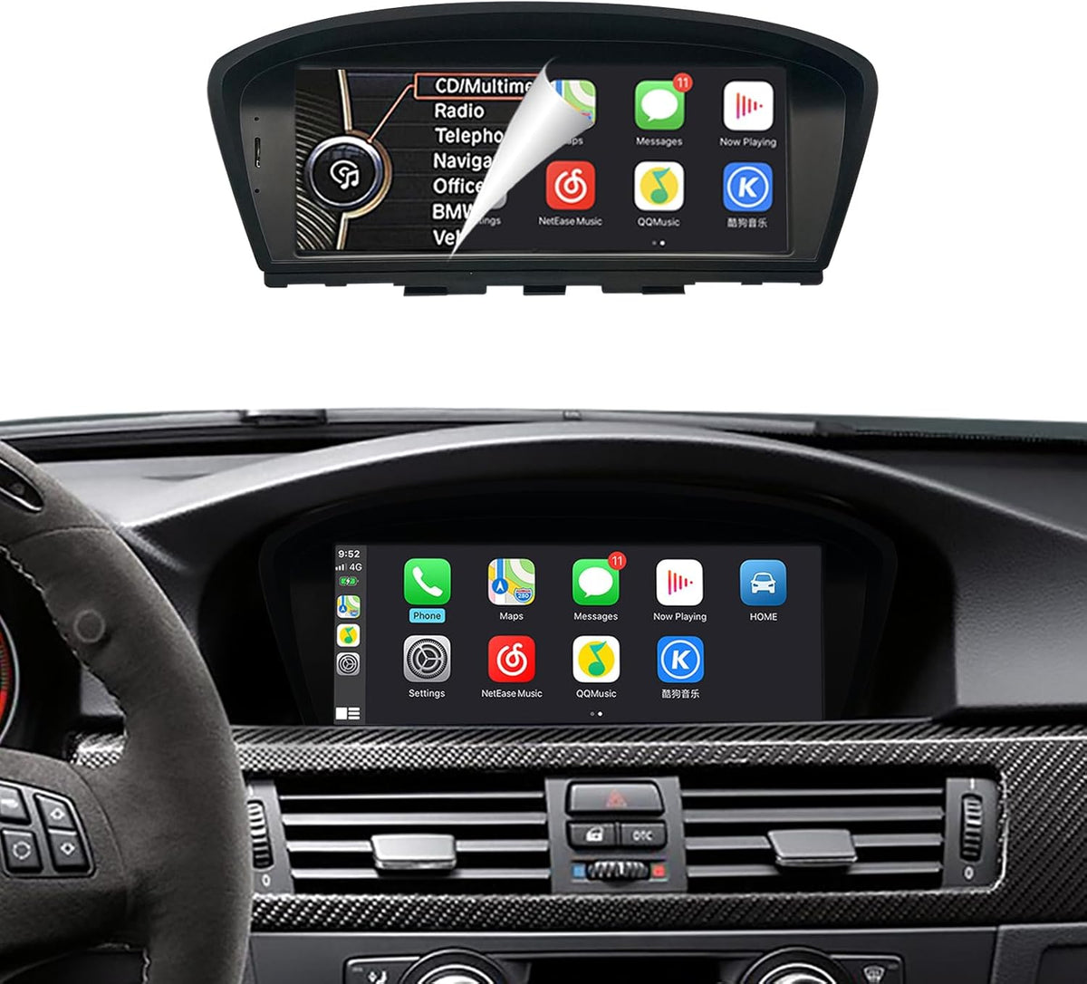 8,9 Zoll CarPlay für BMW 3 5 Serie E60 E61 E63 E64 E90 E91 E92 E93 CCC 2005-2008 Andriod Auto Radio Upgrade Touchscreen Auto Stereo Multimedia Player iDrive Dsp Linux System