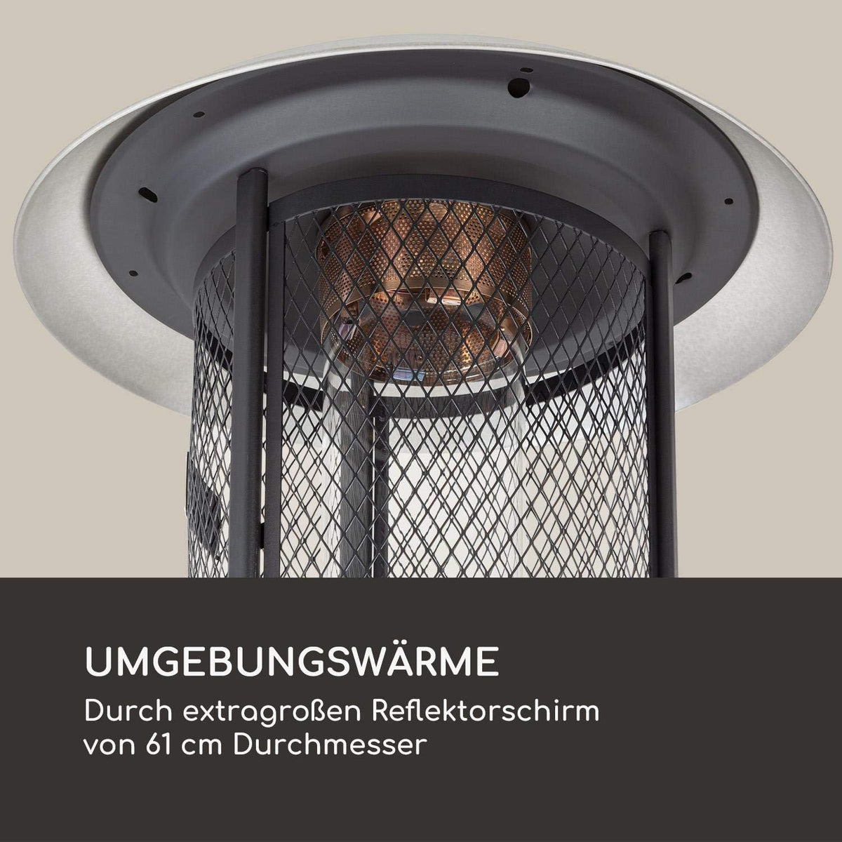Blumfeldt Verwarming paddenstoel gas voor terras, tuin en balkon, terrasverwarming met 360° vlammenzicht, outdoor gasverwarming, elektrische ontsteking, wieltjes