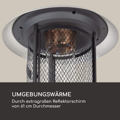 Blumfeldt Verwarming paddenstoel gas voor terras, tuin en balkon, terrasverwarming met 360° vlammenzicht, outdoor gasverwarming, elektrische ontsteking, wieltjes