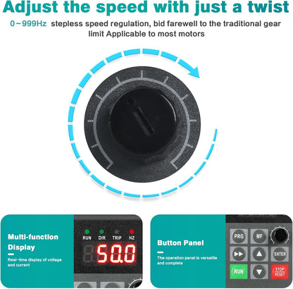 Frequentieomvormer, 380 V, 3 fasen, VFD, 5,5 kW, variabele driefasige motortoerentalregelaar, 3-fasen-ingang, 3-fasen-uitgang, CNC-frequentieomvormer voor waterpomp, ventilator