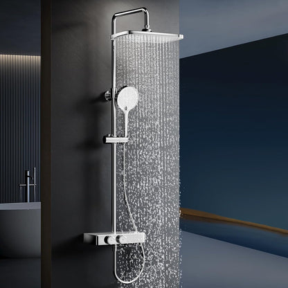 Thermostatisch Douchesysteem – Douche Set – Regendouche – Handdouche – Doucherail – Complete Set Chroom – 38°C Thermostaat – XL Regendouche 30x20 cm