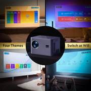Mini Beamer - Projector - LED Digitale Projector - Draagbaar - met Elektrische Focus - 6D - 4P Keystone Correctie - Zoom - 5G WiFi - Bi-Channel - Bluetooth 20000L - 1080P - 500 ANSI - Compatibel - TV - Smartphone - Tablet - Laptop
