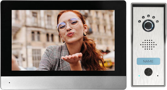 4-Draads Video-Intercomsysteem met 7" Full HD Touchscreen - Deurbel met Camera Video Deurbel - Zwart en Zilver