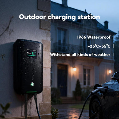 Laadstation elektrische auto – Wallbox EV – Oplader – Type 2 lader – Elektrisch voertuig lader – 7 kW vermogen – App-bediening en IP66 waterdicht