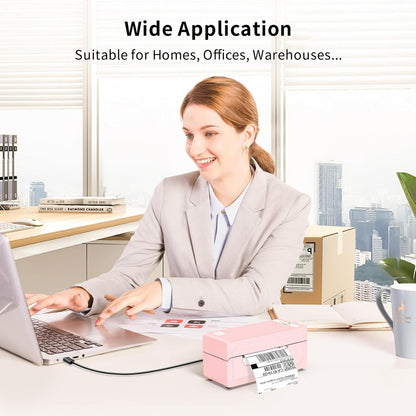 JADENS Bluetooth thermische labelprinter 4x6, roze draadloze verzendlabelprinter voor kleine bedrijven en pakketten, compatibel met iOS, Android, Mac, Windows, Amazon, Etsy, Ebay, Shopify