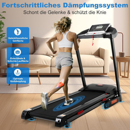 ISE Loopband Elektrisch 5% helling, inklapbaar, 16 km/u, borstelloze motor 3,0 pk, stille < 45 dB, 12 intelligente programma's,hartslagsensoren, ruimtebesparend, max. 130 kg