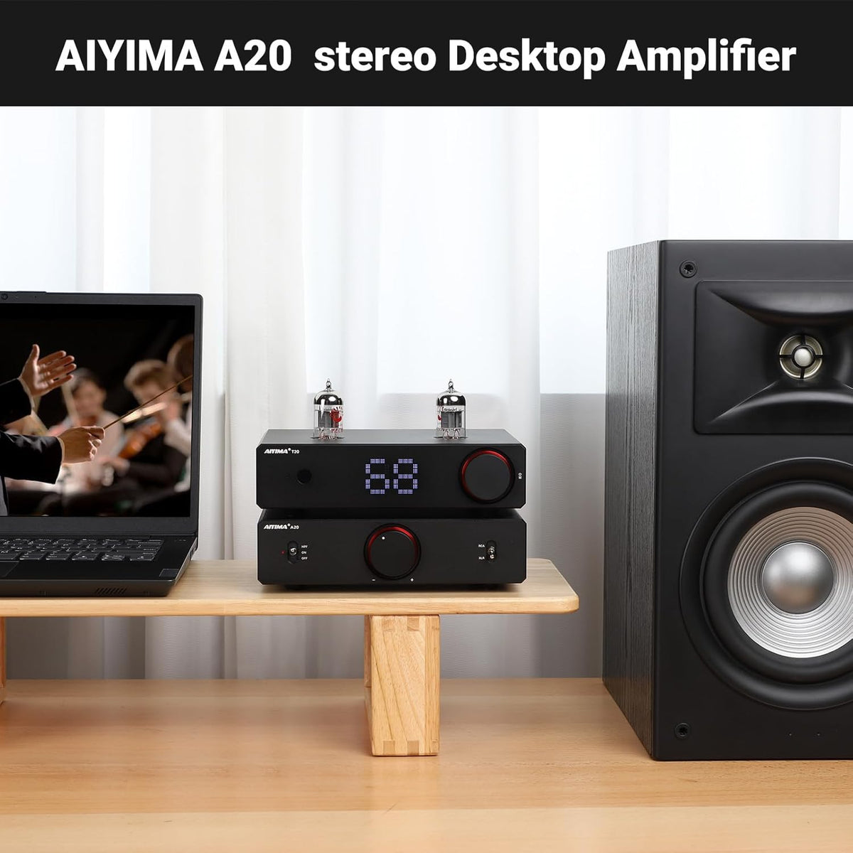 AIYIMA A20 gebalanceerde stereoversterker met HPF-afstelling Home HiFi 2.1 eindversterker TPA3255 desktop klasse D-versterker PFFB met RCA/XLR-ingang en 12V-triggeringang voor passieve luidsprekers
