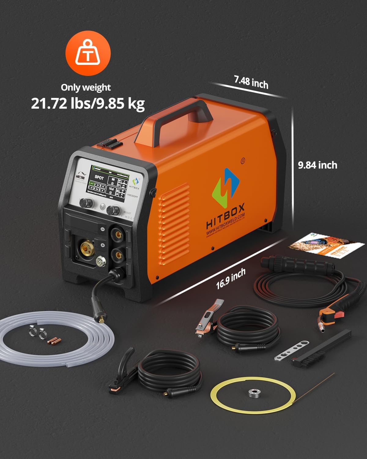 HITBOX Professionele 8-in-1 200A Dual Pulse Aluminium MIG Lasapparaat, 240V Multi-Process Lasmachine voor Enkel/Dubbel Puls MIG, Lift TIG, MMA, Puntlassen, Gas & Gasloos, Spool Gun Geschikt(HIM250DPP)
