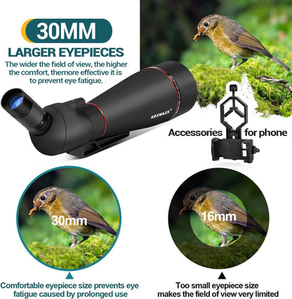 Spektive 25-75X 100MM voor sportschutters, jacht, vogelobservatie, IPX7 waterdicht, FMC BAK4 Prisma met statief, mobiele telefoonadapter, zwart