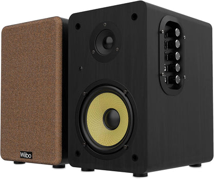 WIIBO - Neo 100 V2 - Draagbare Bluetooth-luidspreker in vintage-stijl, intelligente hifi-luidspreker, rek-luidspreker, vermogen 100 W, 250 mm x 180 mm x 300 mm, zwart en geel