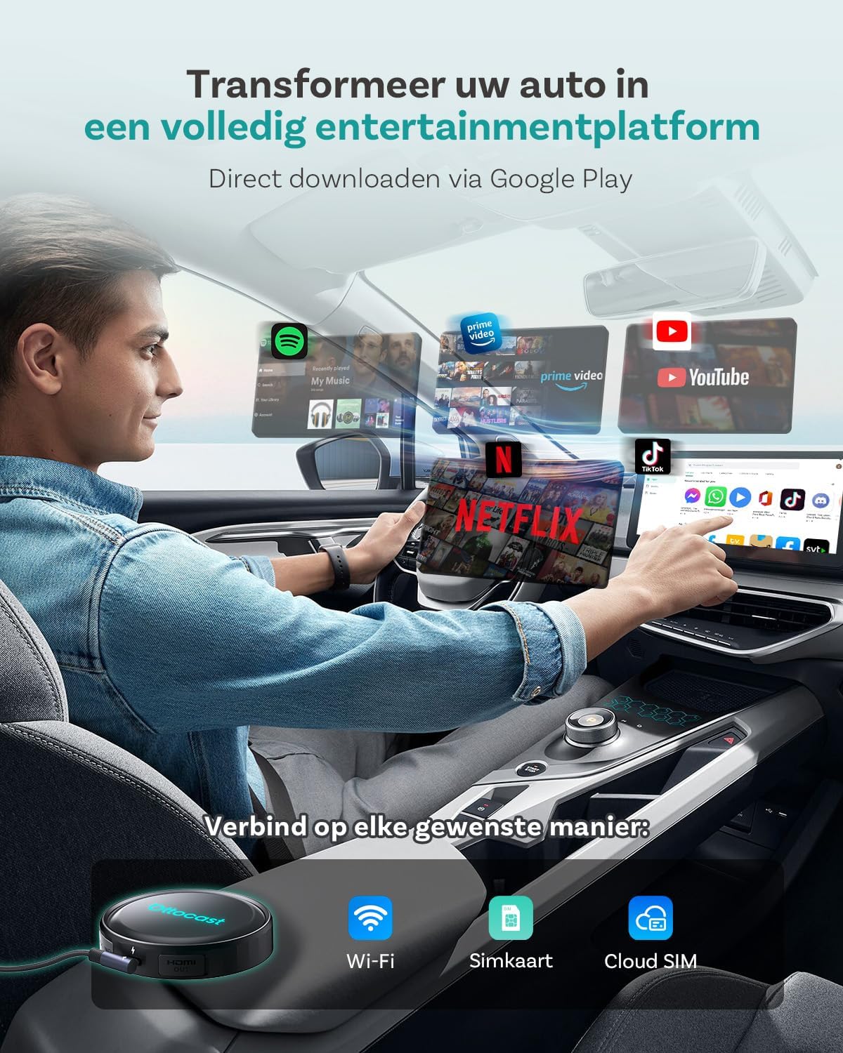 (2026 Nieuw) OTTOCAST P3 Pro CarPlay AI Box, 3-in-1 Draadloze CarPlay & Android Auto Adapter met HDMI-uitgang, 8+128GB, 5G WiFi, Split Screen, Download Elke App, OTA Upgrade voor Bedrade CP/AA Auto’s