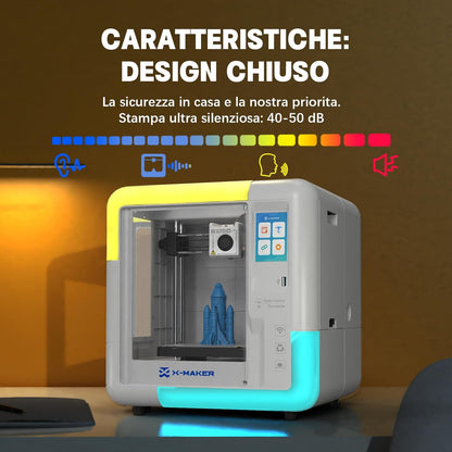 X‑Maker 3D-Printer met Ontwerpsoftware, AI-Ontwerpsoftware, Uitgebreide Printbibliotheek, Zelfontwikkelde App en 15 Ontwerpmodules,Snel 3D-Printen