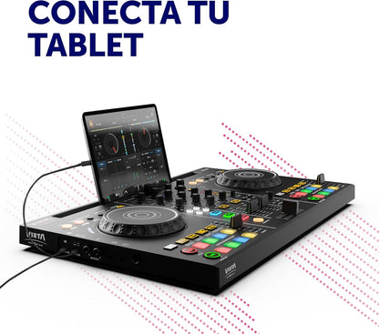 DJ-Controller 2-Kanaals – DJ-Mengpaneel – DJ-Mixer – Mengtafel – Audio-Interface – Bluetooth en USB – Geïntegreerde Geluidskaart met RGB-Pads
