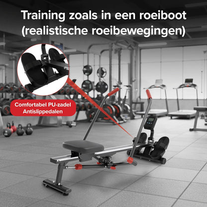 Ultrasport opvouwbare roeimachine voor thuis, 12 weerstandsniveaus, extra stil, tot 110 kg, gecertificeerd, compacte roeitrainer