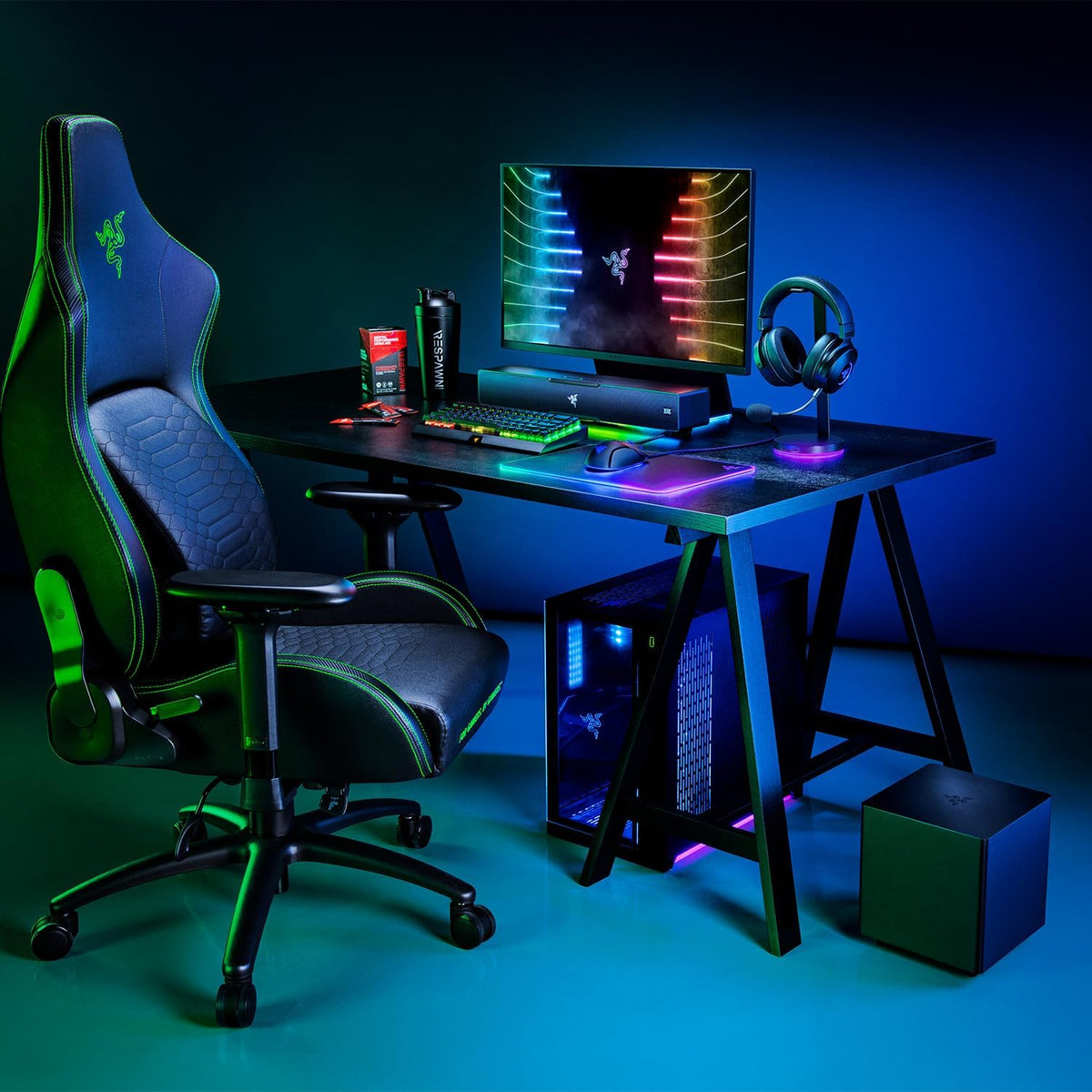 Razer Leviathan V2 - Soundbar met subwoofer voor pc-gaming (THX Spatial Audio, Bluetooth 5.2, Razer Chroma RGB) Zwart