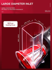 Multifunctionele Elektrische Rasp - Groentesnijder - Foodprocessor - met 4 Kegelmessen - voor Kaas - Wortels - Aardappelen - Vaatwasmachinebestendig - Gemakkelijk te Reinigen - 200W - RVS - Rood