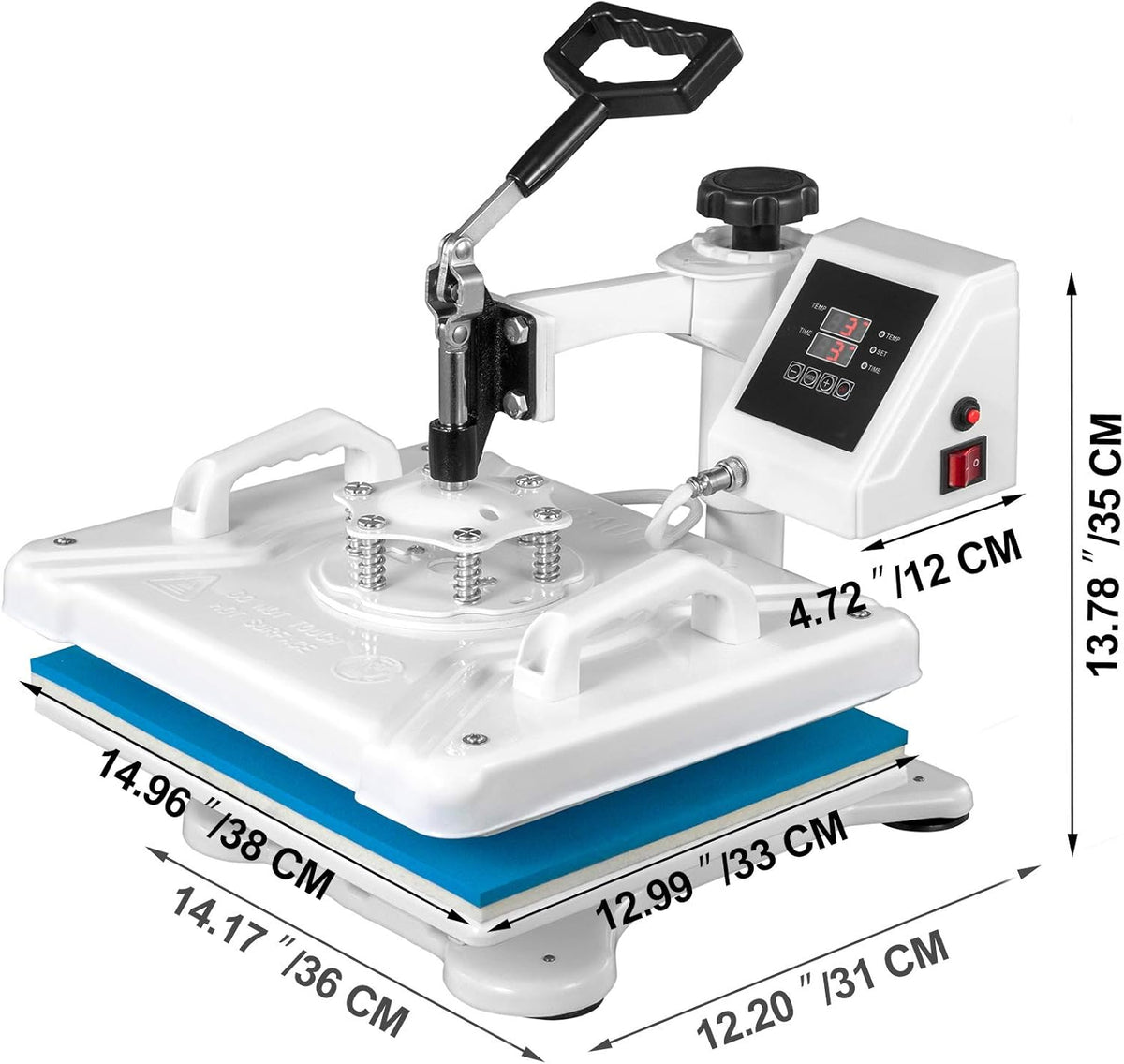 VEVOR Transferpers, 29 x 38 cm, hittepers, 5-in-1, hittepers met nauwkeurige digitale timer en temperatuurregeling, 360 graden, witte hittepersmachine voor schoenen, T-shirts, bekers