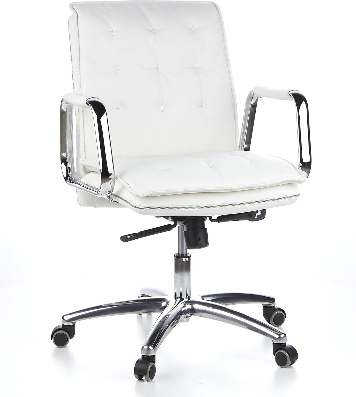hjh OFFICE 600932 bureaustoel managersstoel VILLA 10 Napaleder Creme Wit, robuuste uitvoering, middelhoge rugleuning, ergonomisch