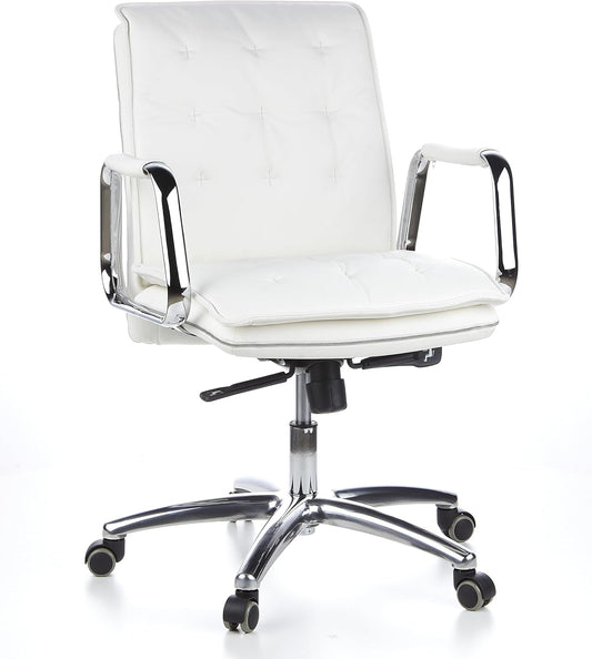 hjh OFFICE 600932 bureaustoel managersstoel VILLA 10 Napaleder Creme Wit, robuuste uitvoering, middelhoge rugleuning, ergonomisch