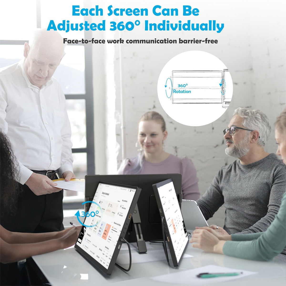 14 inch Portable Laptop Triple Screen Extender 1920x1200 IPS Multitasking Monitor Plug and Play Rotatable Collapsible for HDMI/USB-C 13-17" Portable Computer and Windows/macOS/Android - QUORE